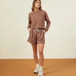 MONROW 90's Classic Sweat Short DUSTYCOCOA Hot